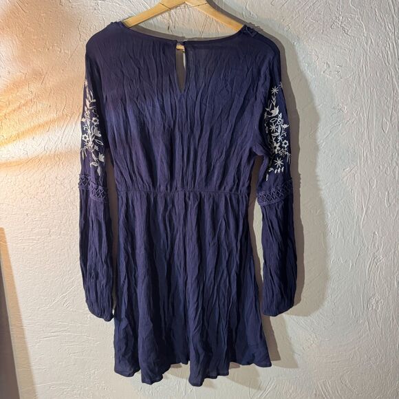 Blue Rain Tunic Dress, Size Medium, Solid Back, Boho Style - Picture 2 of 4